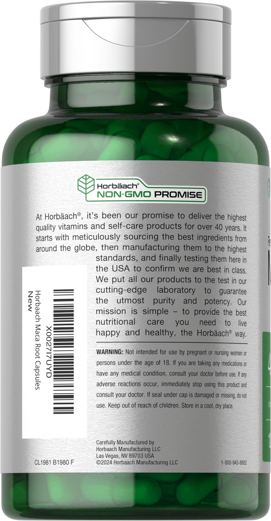 Horbäach Maca Root Capsules, 120 Count