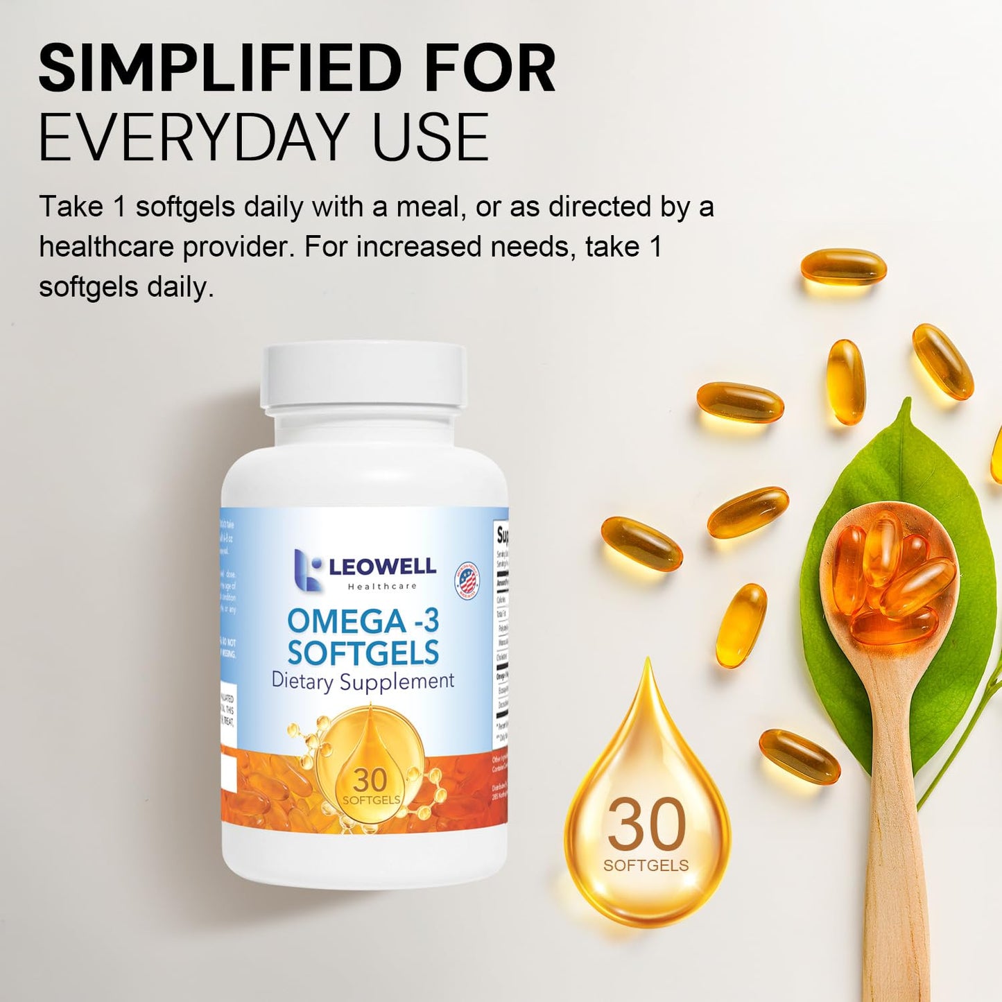 LEOWELL HEALTHCARE Omega-3 Capsules, 30 Count