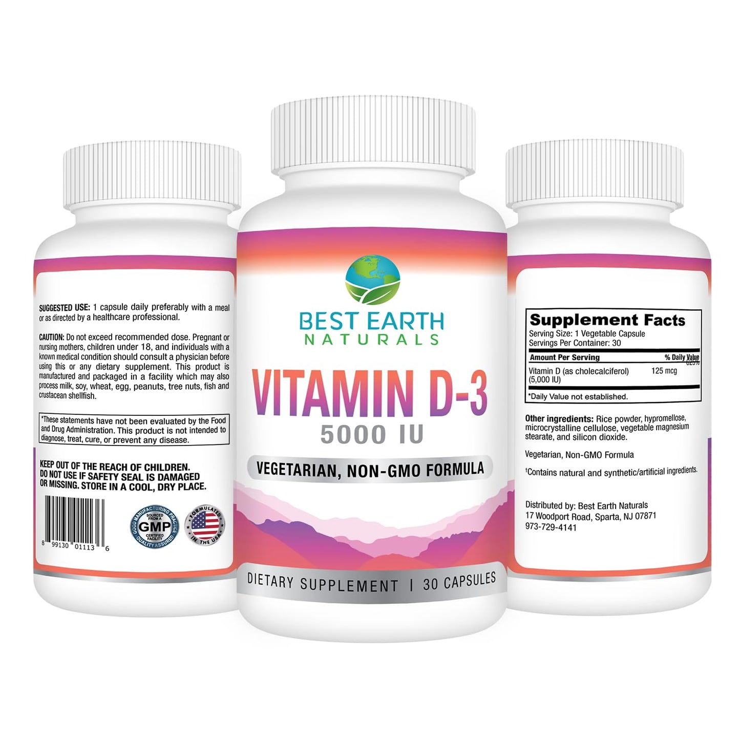 Best Earth Naturals Vitamin D-3 5000 IU Capsule, 30 Count