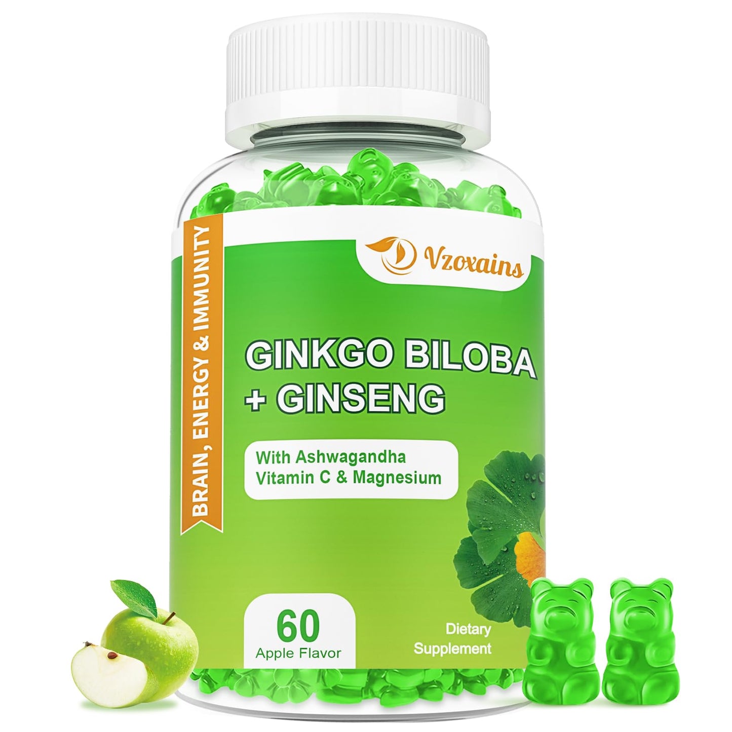VZOXAINS Ginkgo Biloba Gummies 240mg, 60 Count