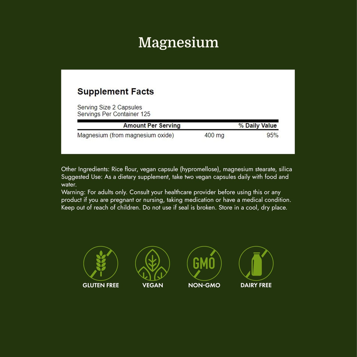 Swanson Magnesium 200 mg Capsules, 250 Count