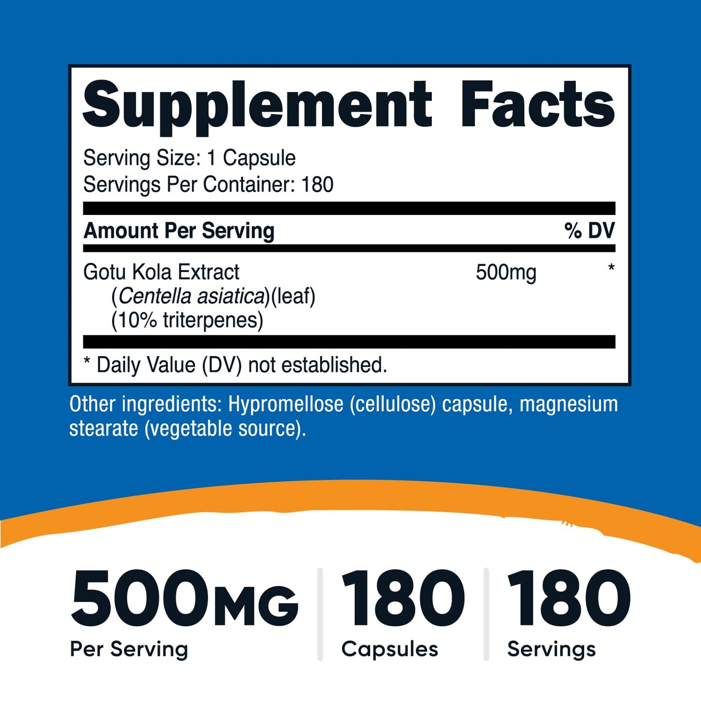 Nutricost Gotu Kola 500mg Capsules, 180 Count