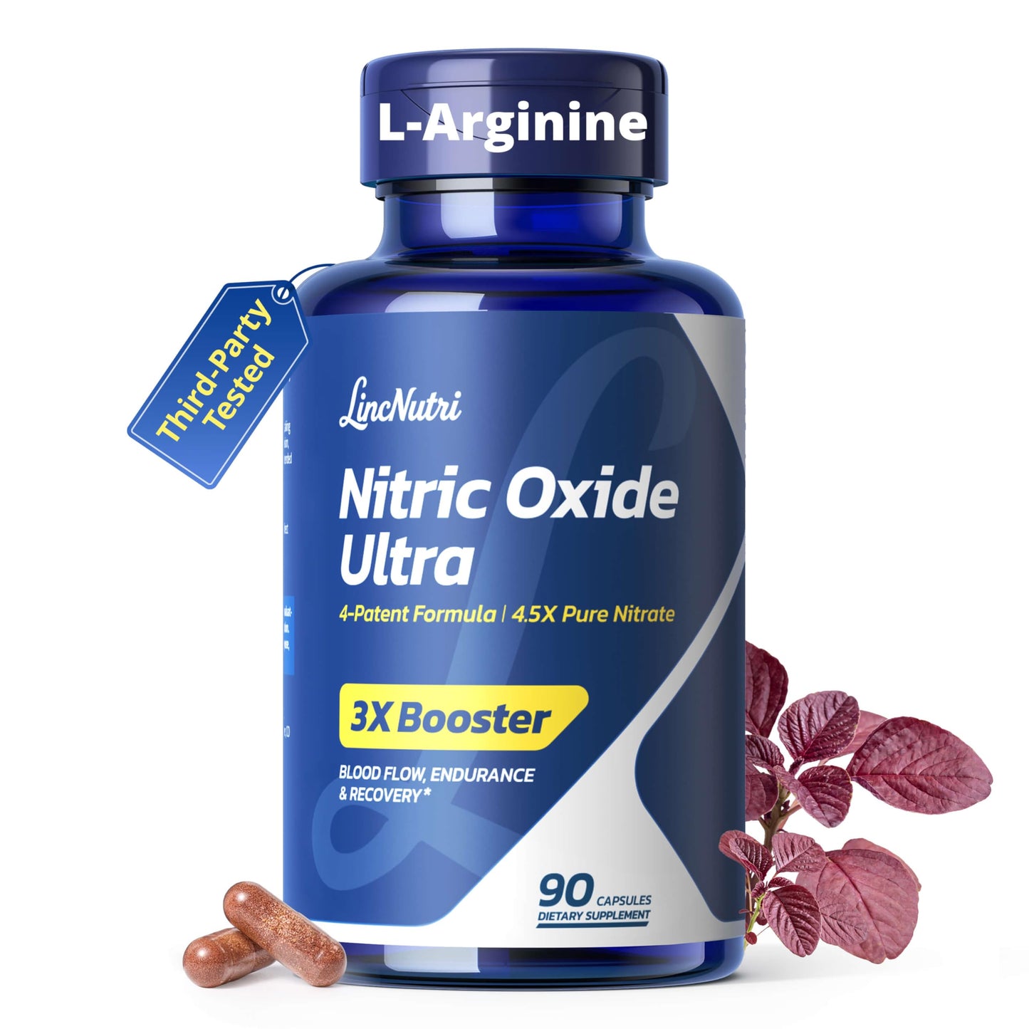 LincNutri Nitric Oxide Supplement Capsule, 1550mg L-Arginine HCl with L-Citrulline, ViNitrox & Oxystorm 3-Pathway Complex, BioPerine, 90 Capsules
