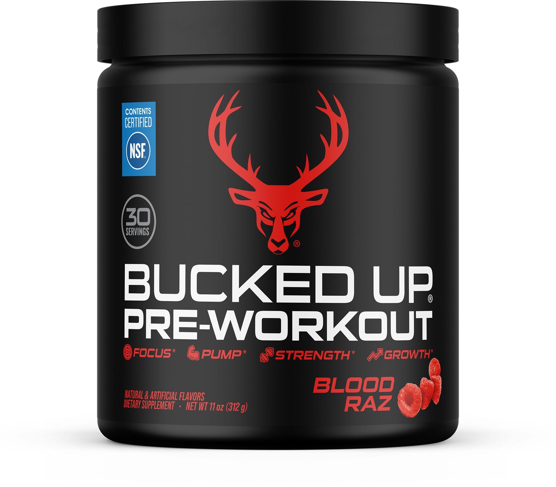 Bucked Up Pre Workout Powder Red Raz 10.99 Ounce