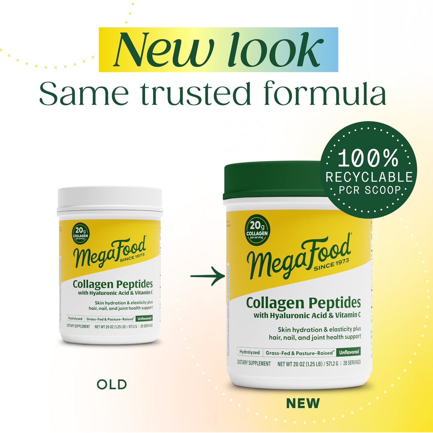 MegaFood Collagen Peptides for Women & Men - Unflavored Collagen Powder with Hyaluronic Acid & Vitamin C - Supports Skin Hair Nails & Joint Health - Grass-Fed Bovine Collagen - 20g