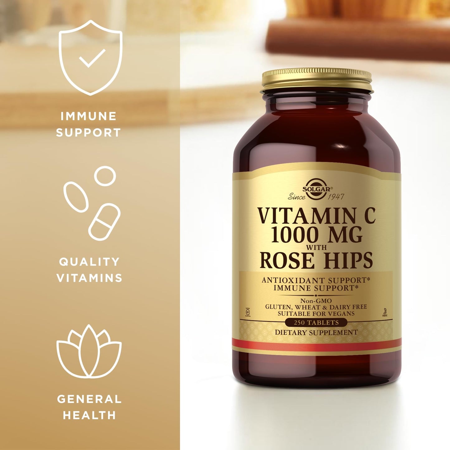 Solgar Vitamin C 1000 mg with Rose HIPS, 500 Tablets