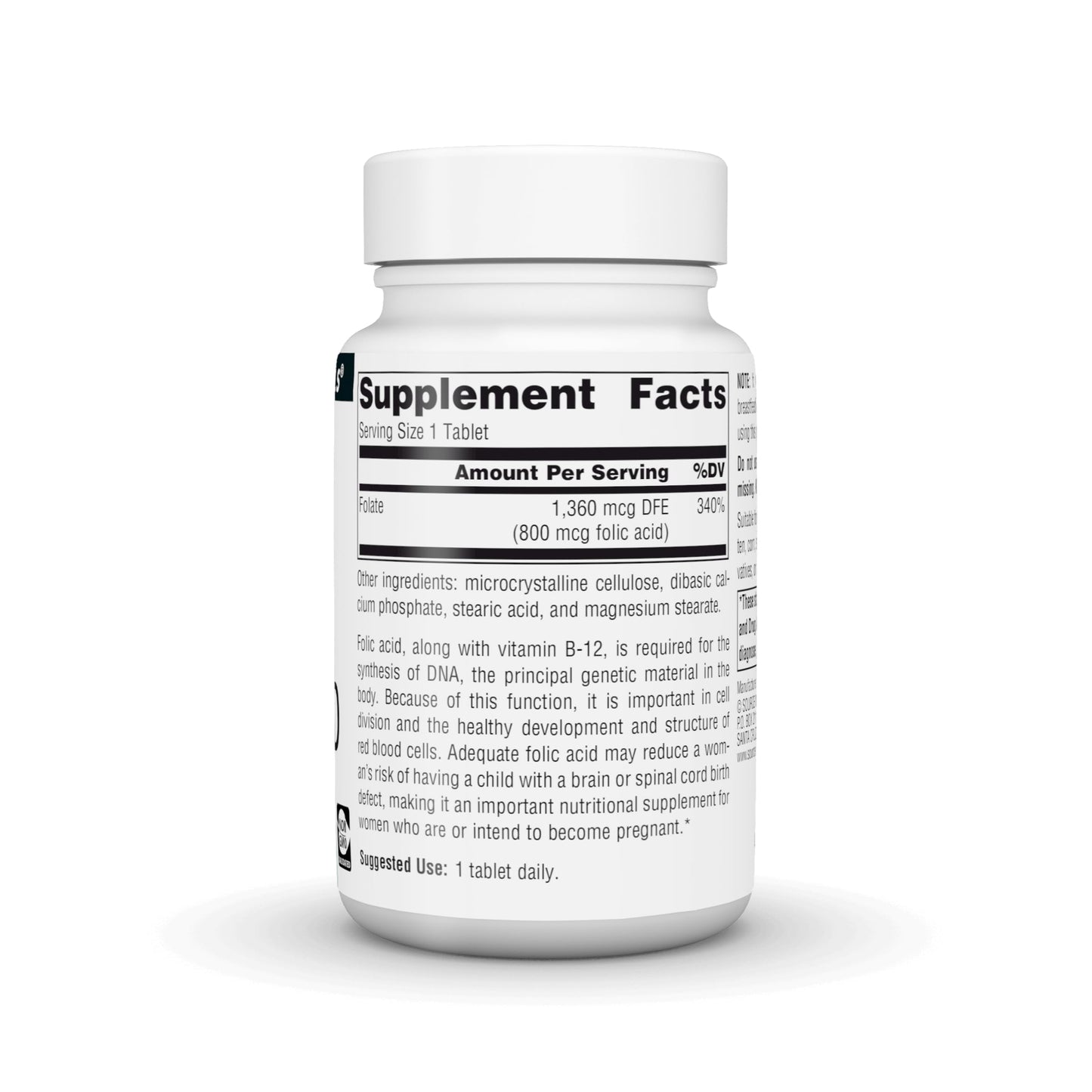 Source Naturals Folic Acid 800 mcg Tablet, 200 Tablets