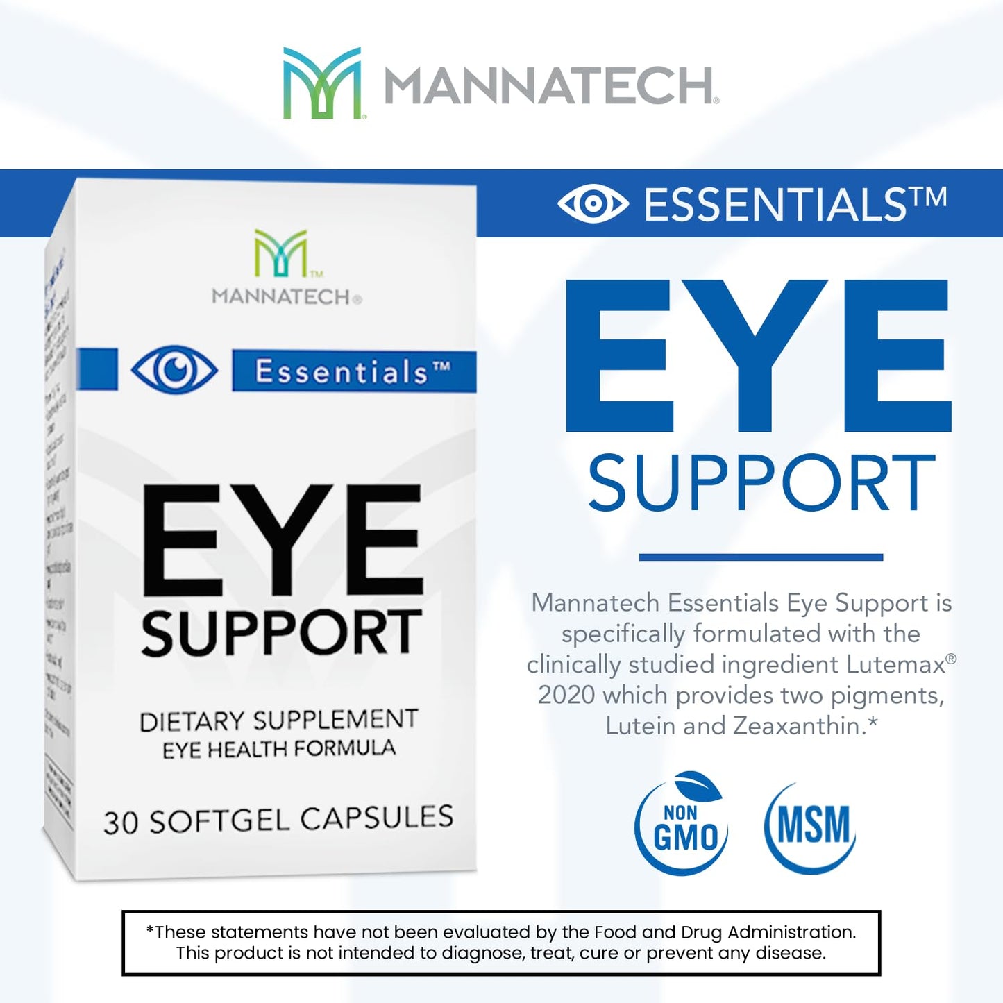 Mannatech Eye Care Supplement Capsule with Lutein & Zeaxanthin, 30 Count