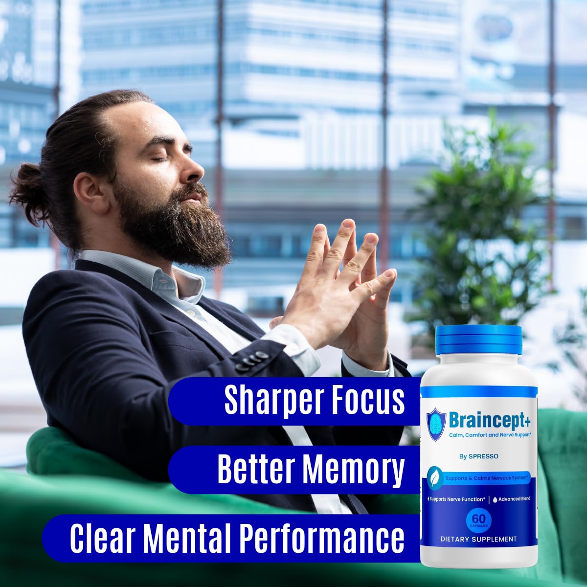 SPRESSO Braincept Plus Nerve Support Capsules, 300 Capsules