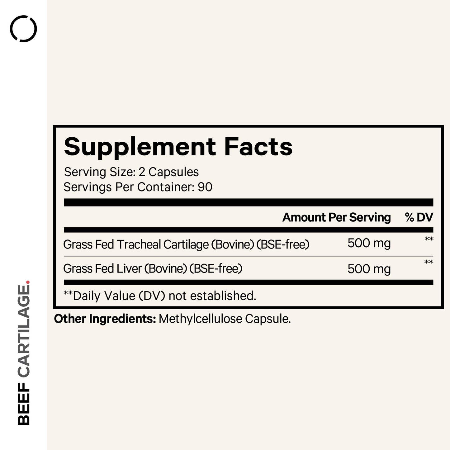 Codeage Grass-Fed Beef Cartilage Supplement Capsules 180 Count