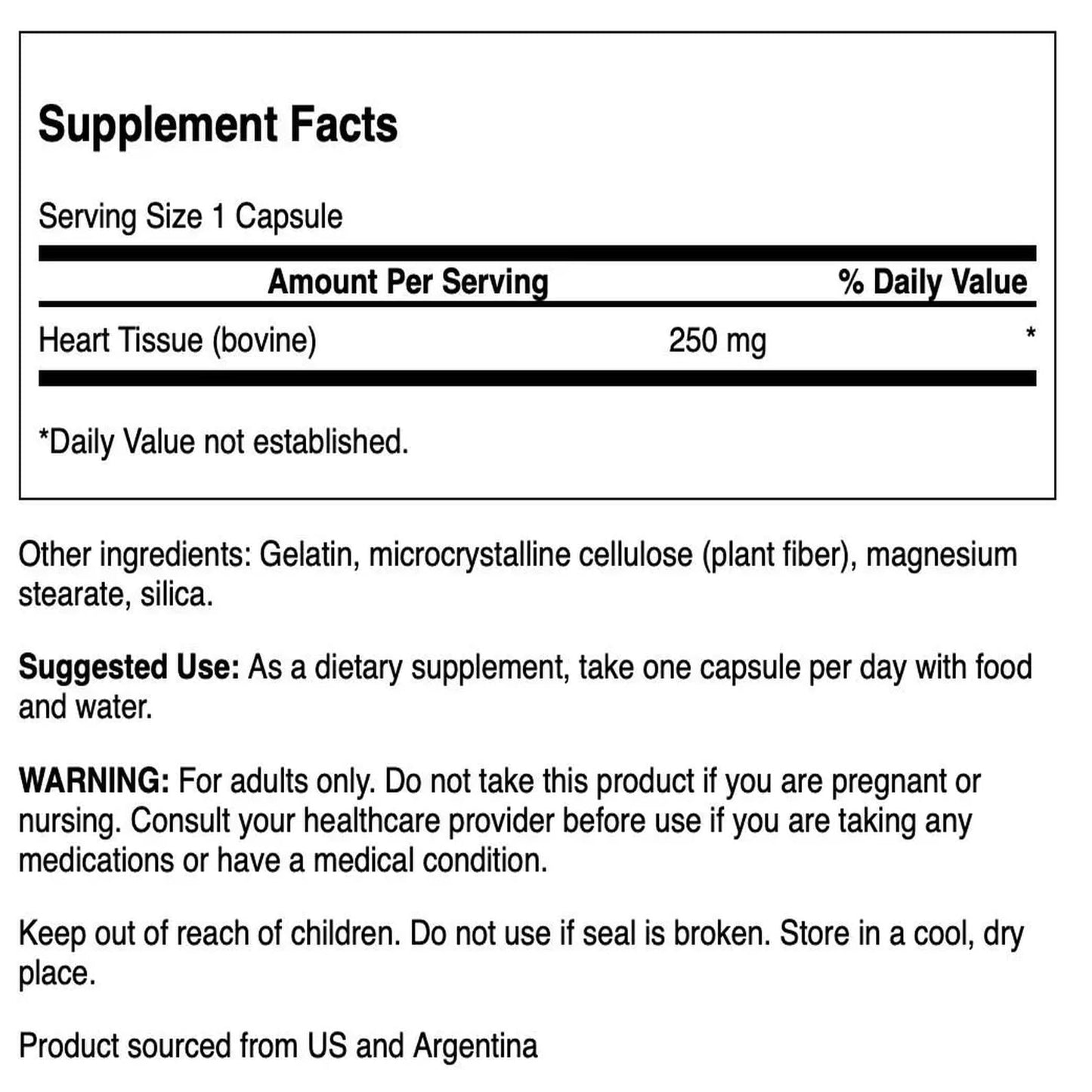 Swanson Raw Heart Glandular 250 Milligrams Capsule 60 Capsules