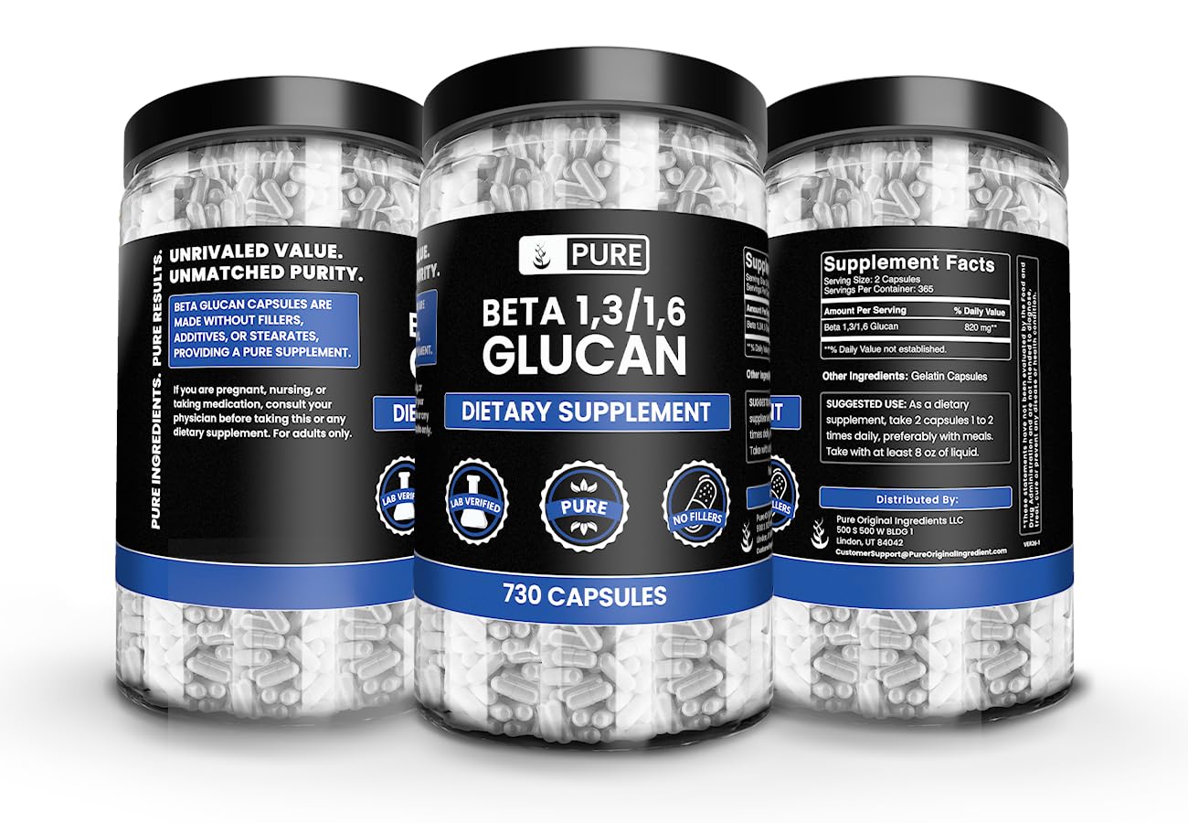 PURE ORIGINAL INGREDIENTS Beta Glucan 1,3/1,6 Capsule, 730 Count