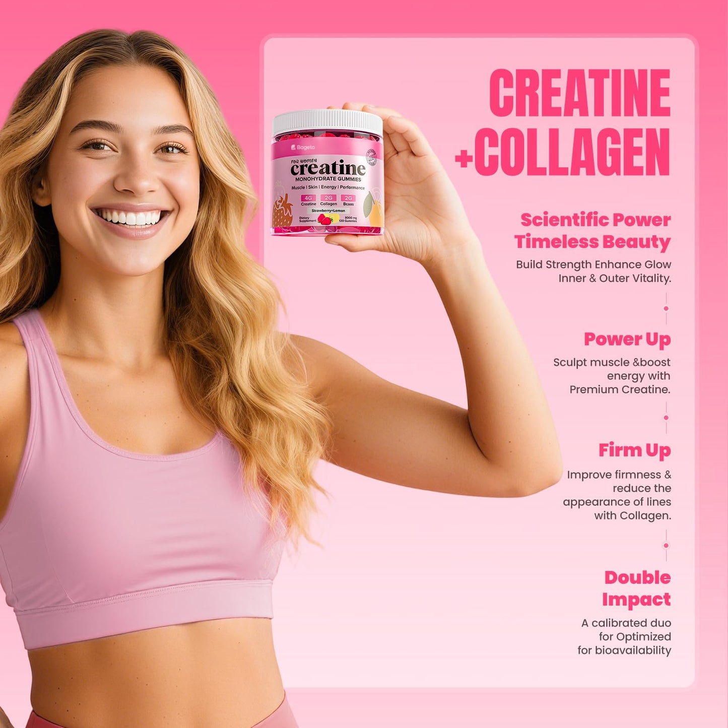 Bageto Creatine Monohydrate Gummies 120 Count