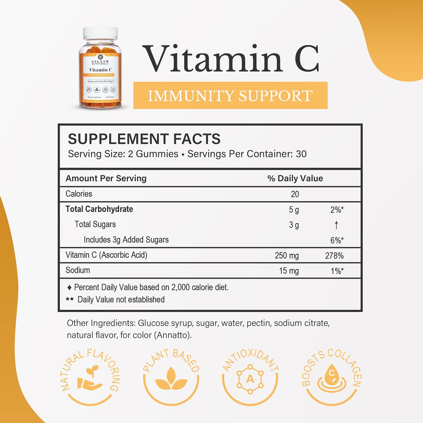 Salaam Nutritionals Vitamin C Gummy, 60 Count