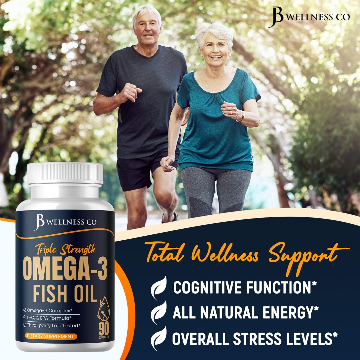 JB Wellness Co Triple Strength Omega 3 Fish Oil Capsule 180 Count