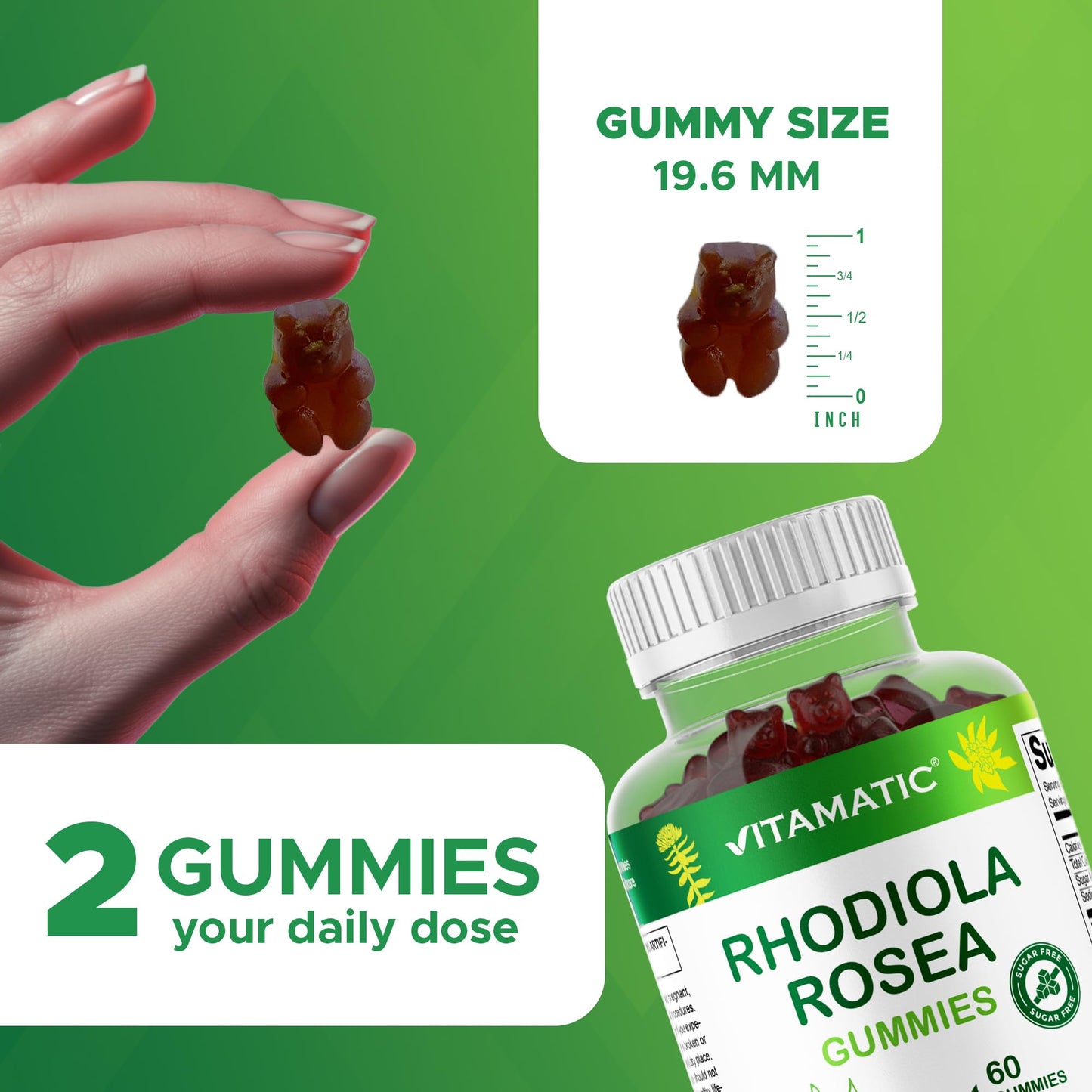 Vitamatic Rhodiola Rosea Gummies, 60 Count
