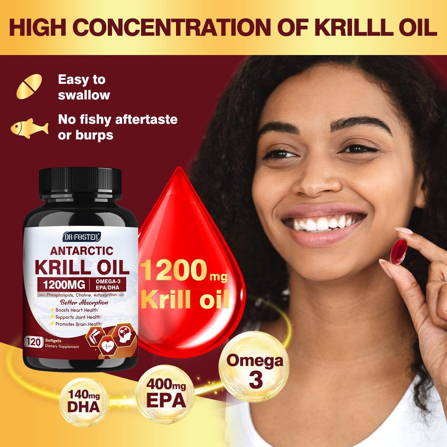 DRFOSTER Antarctic Krill Oil 1200 mg Softgels 120