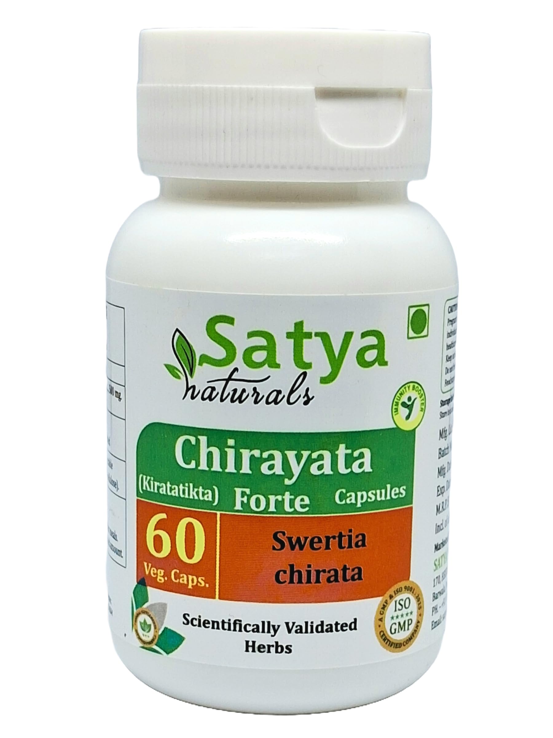 Satya Naturals Chirayata Forte 500 mg Capsule, 60 Capsules