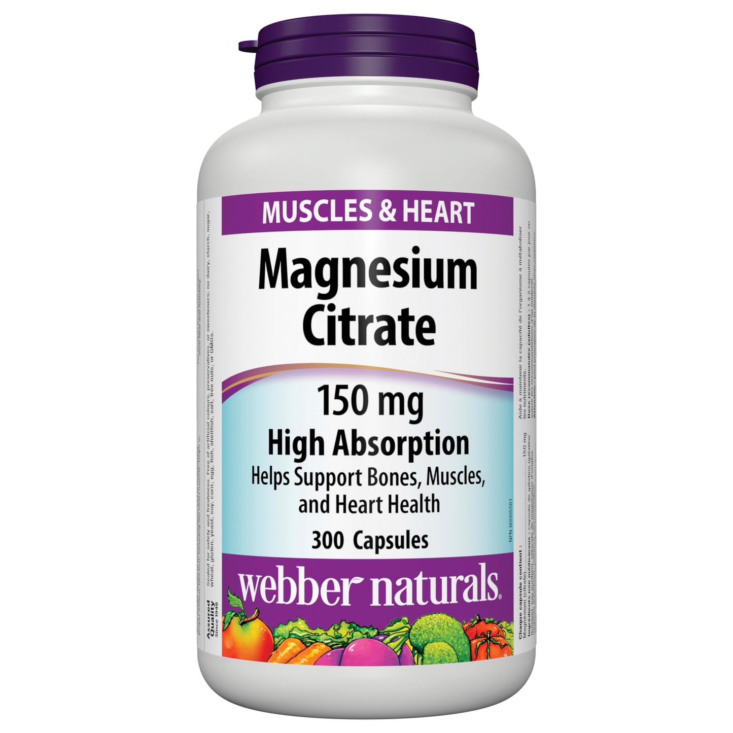 Webber Naturals Magnesium Citrate 150 mg Capsules, 300 Count