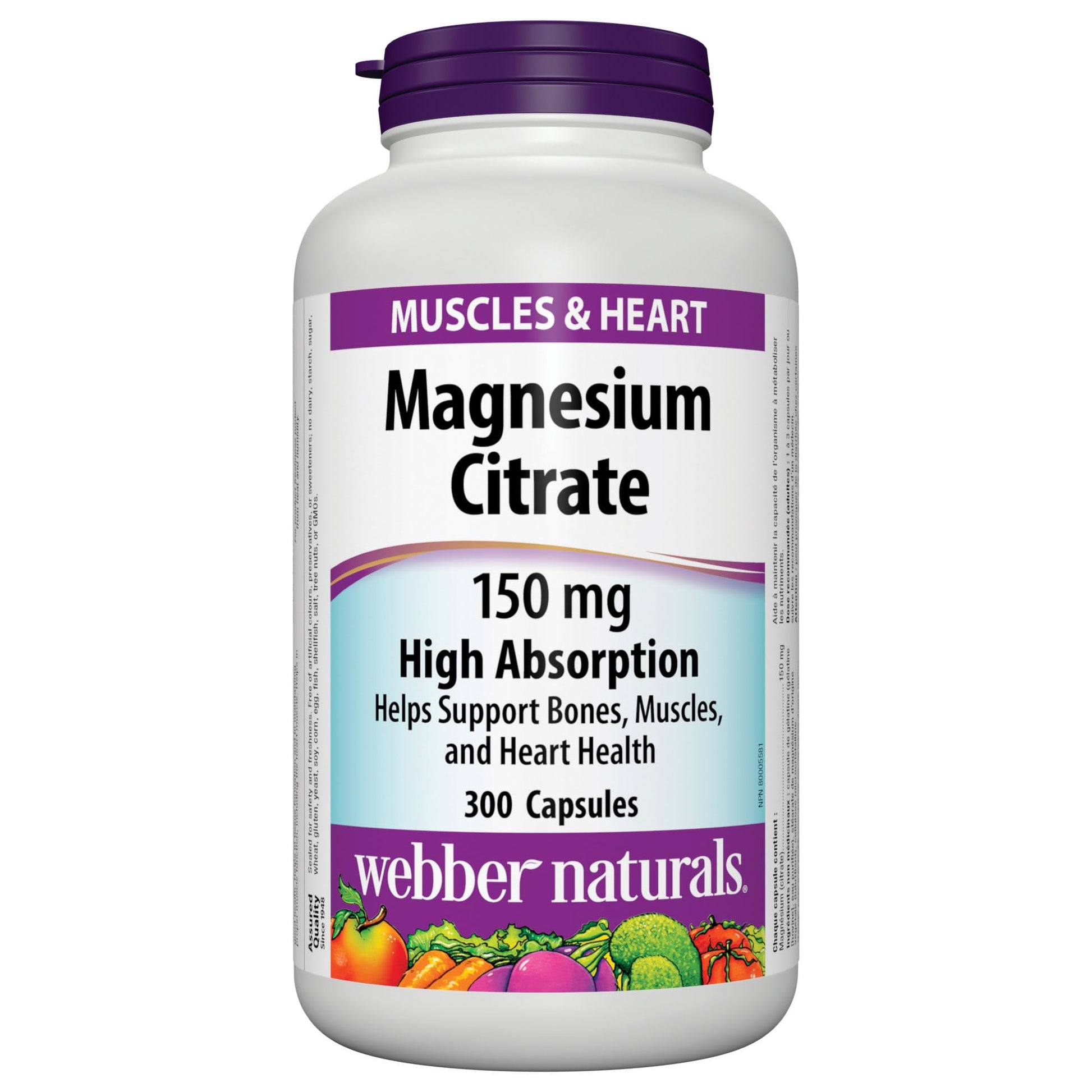 Webber Naturals Magnesium Citrate 150 mg Capsules, 300 Count