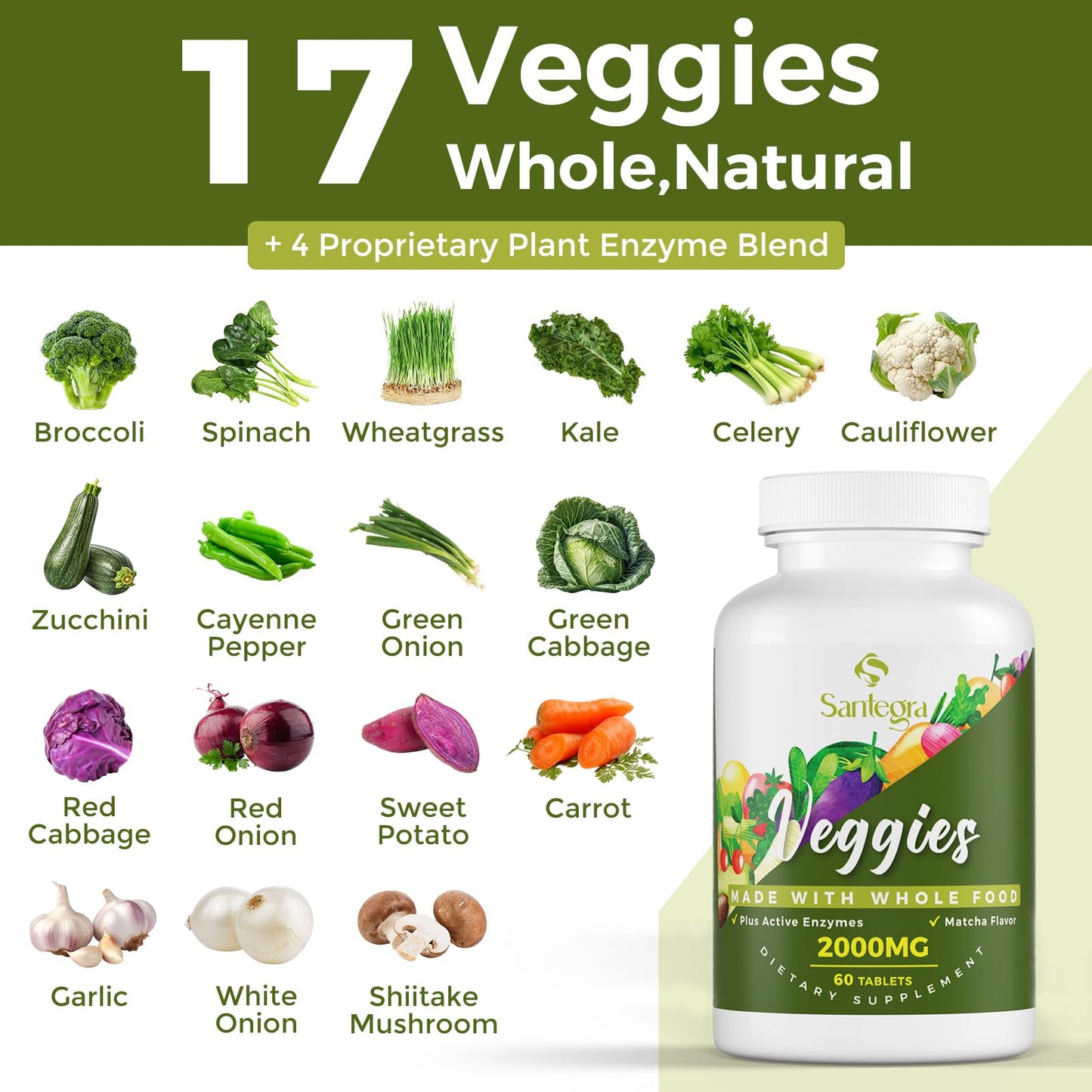 Santegra 2000 MG Fruit and Veggies Supplement 240 Tablets