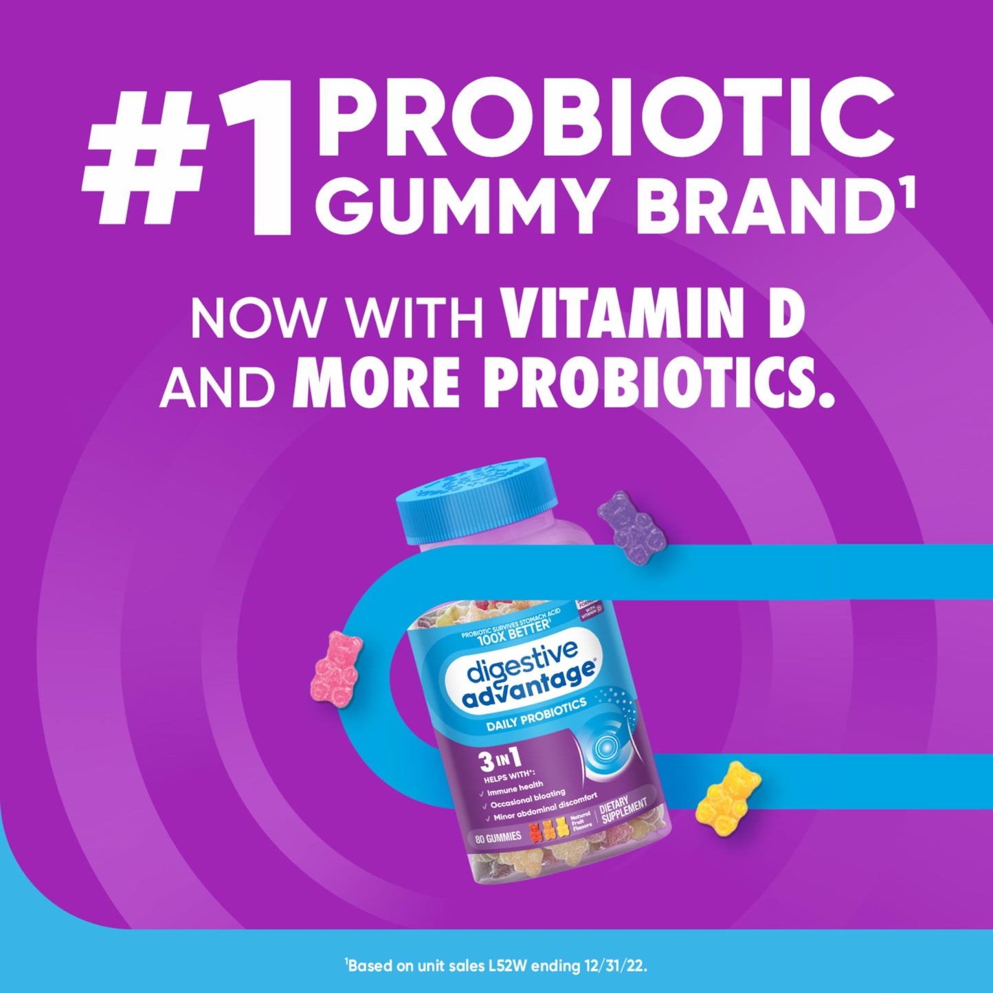 Digestive Advantage Probiotic Gummies for Digestive Health 80 Count