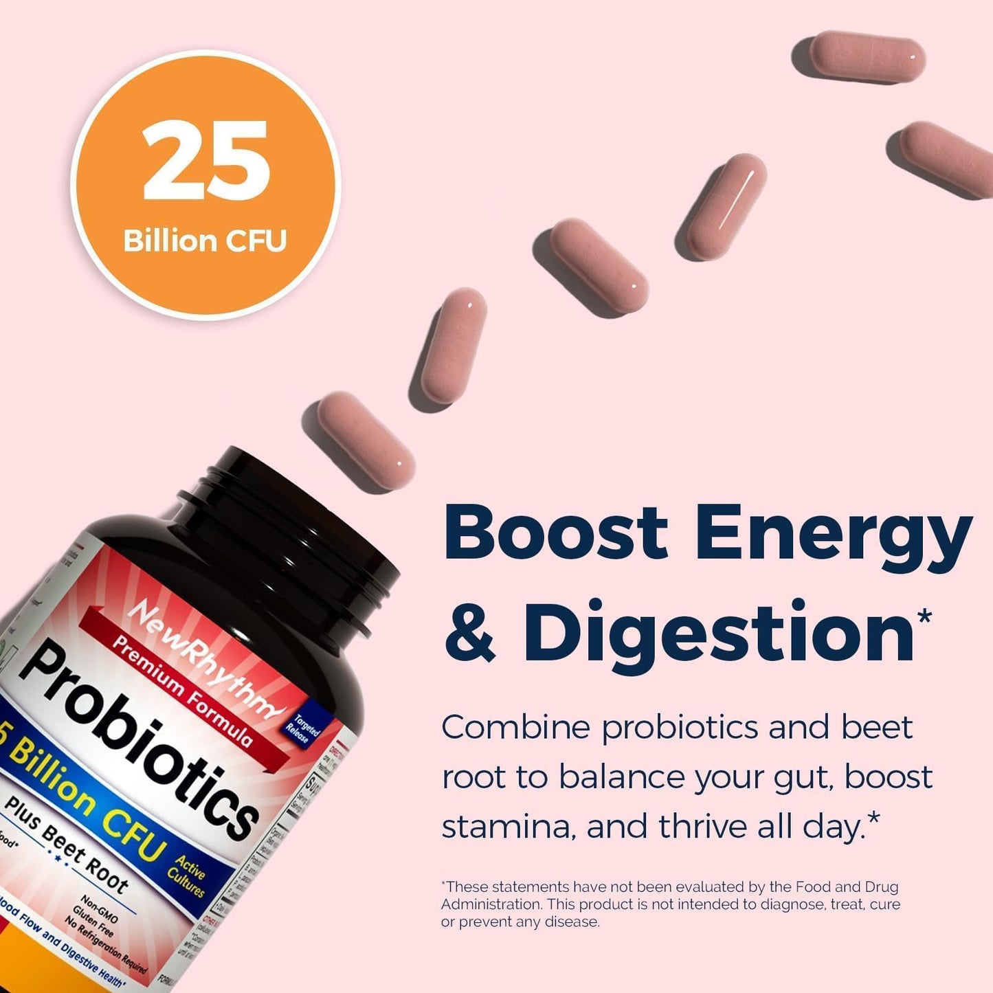 NewRhythm Probiotics for Women & Men 25 Billion CFU Capsule, 30 Count