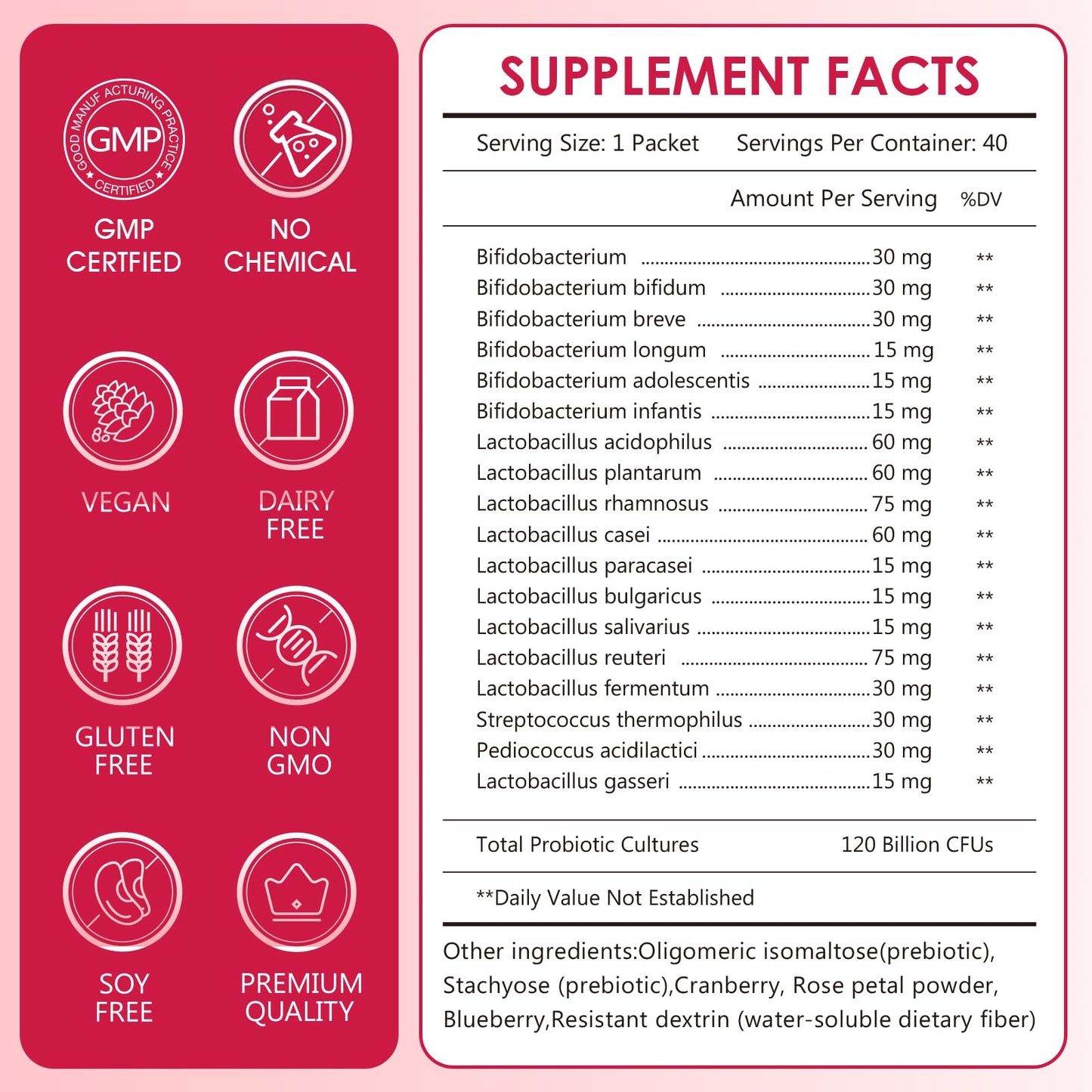 CANLIST Women's Probiotic Powder 40 Packets