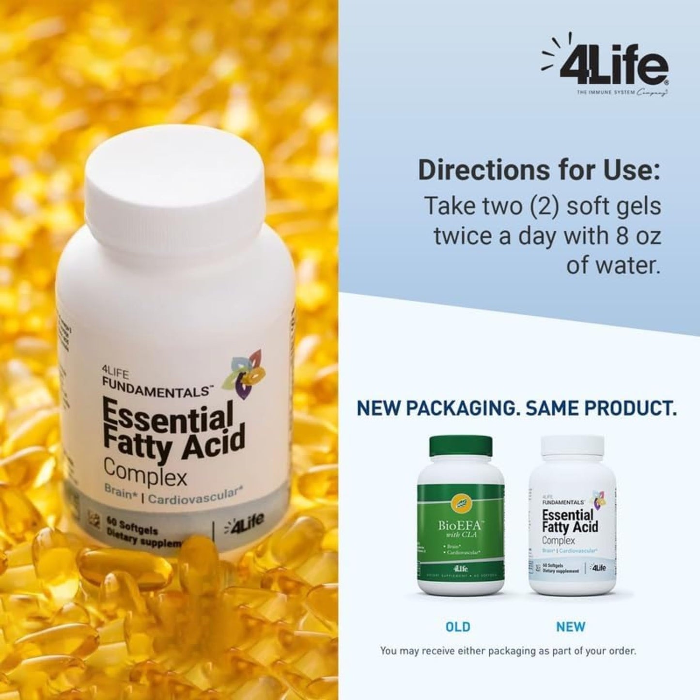 4Life Essential Fatty Acid Complex Omega-3-6 Softgels, 60