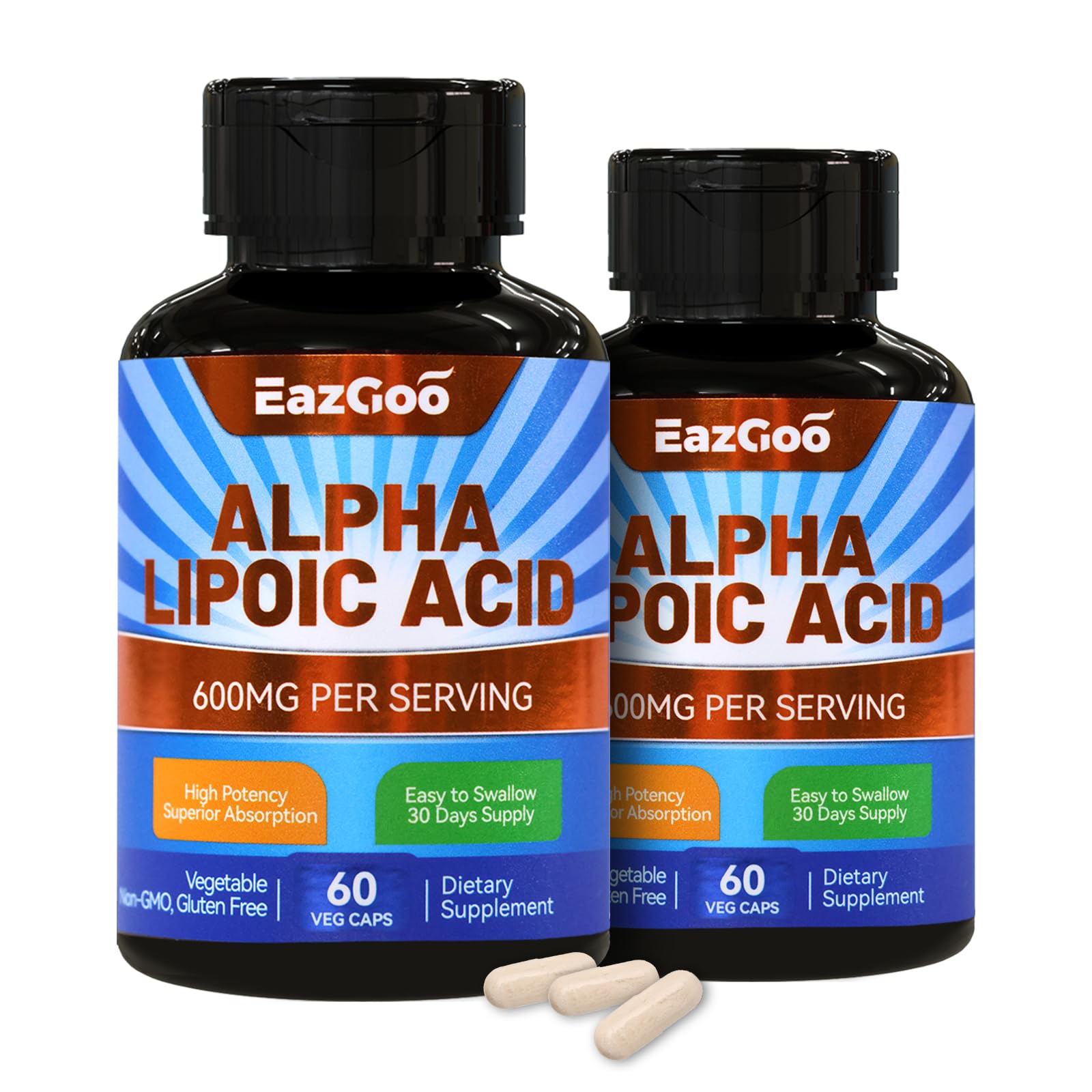 EAZGOO Alpha Lipoic Acid Capsule, 600mg Per Serving, 120 Capsules