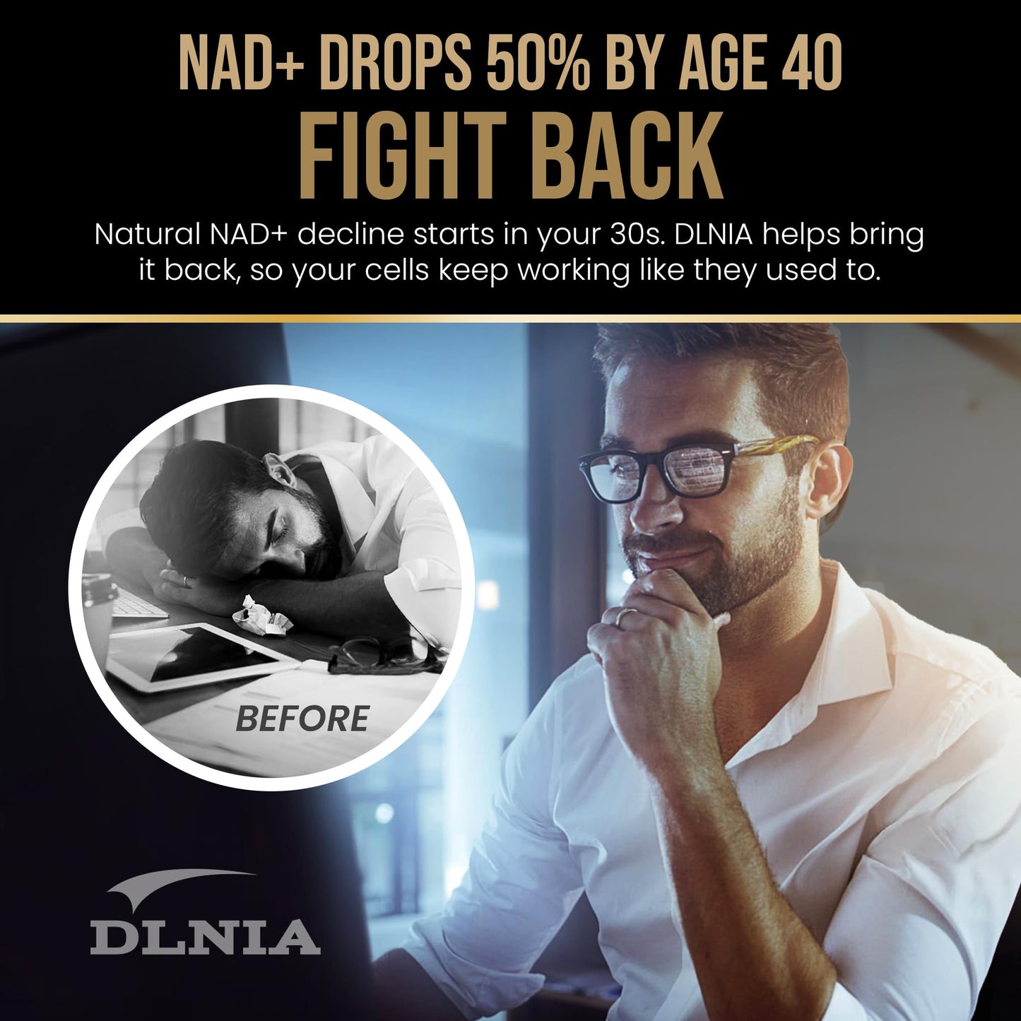 DLNIA Liposomal NAD+ Supplement & NMN Alternative Capsule, 60 Count