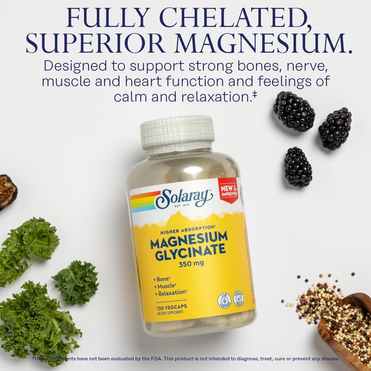 Solaray Magnesium Glycinate and Vitamin D3 K2 Bundle Capsule, 60 VegCaps