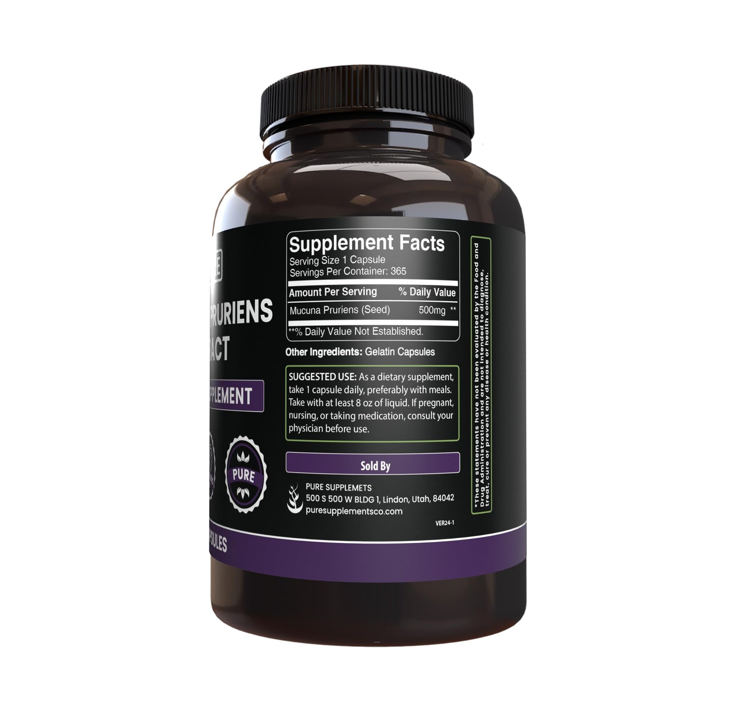 Pure Original Ingredients Mucuna Pruriens Capsule 365