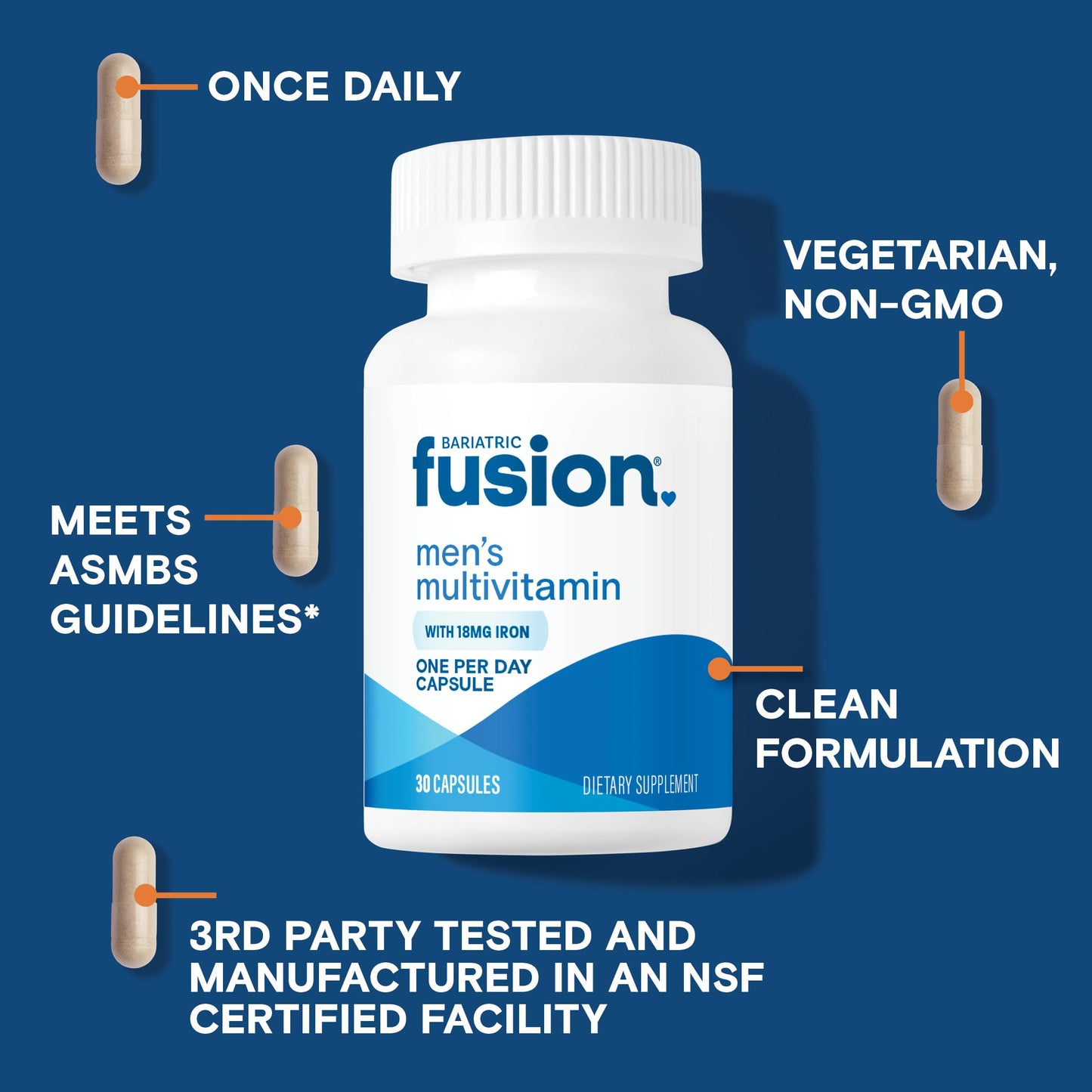 Bariatric Fusion One Per Day Bariatric Multivitamin with Iron for Men 30 Capsules