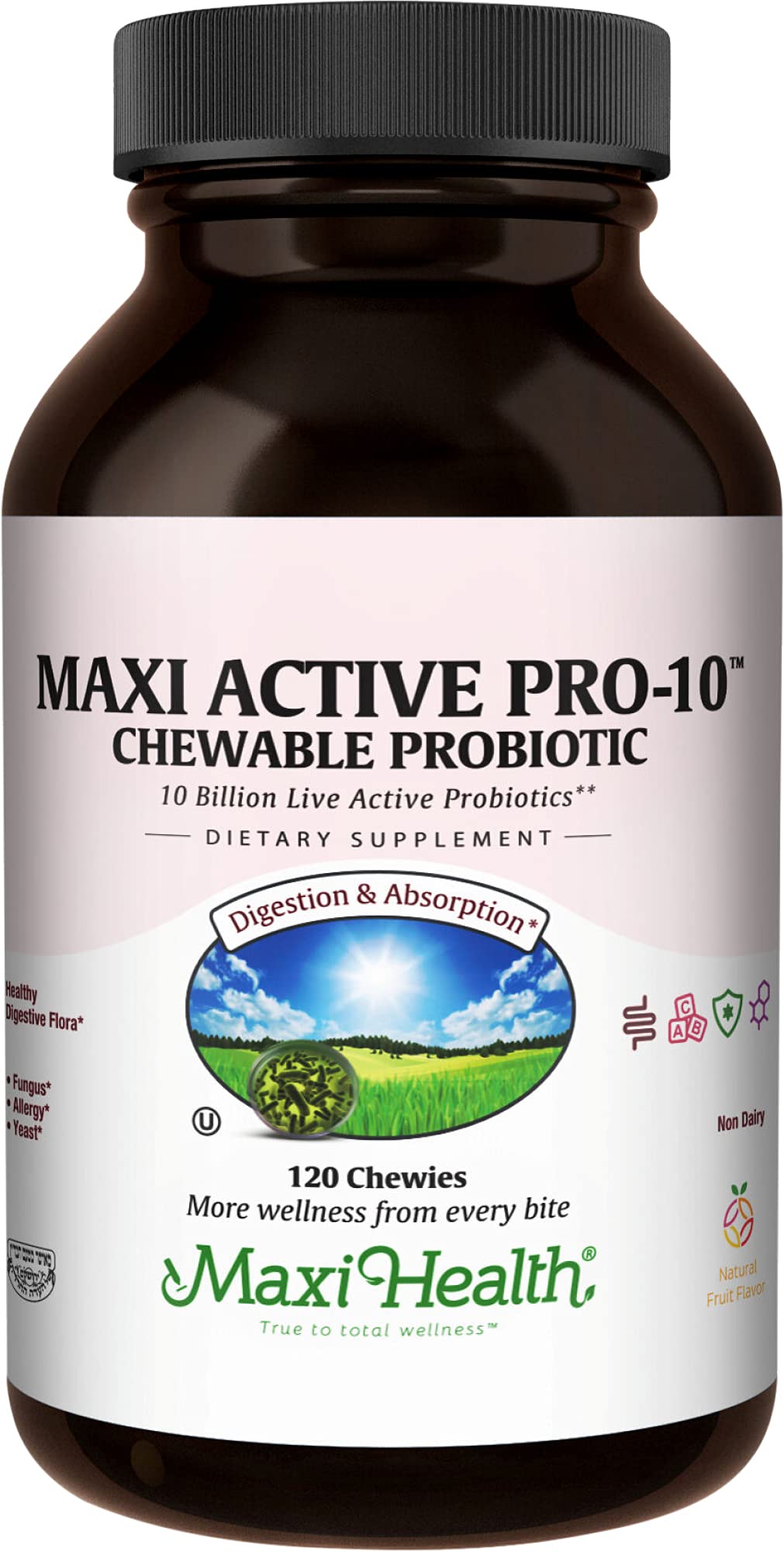 Maxi Health Maxi Active Pro-10 Chewables Probiotics for Kids, 120 Count