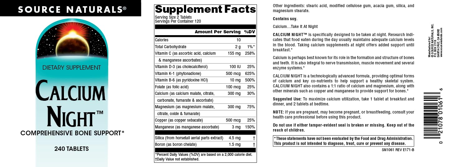 Source Naturals Calcium Night Tablets 240