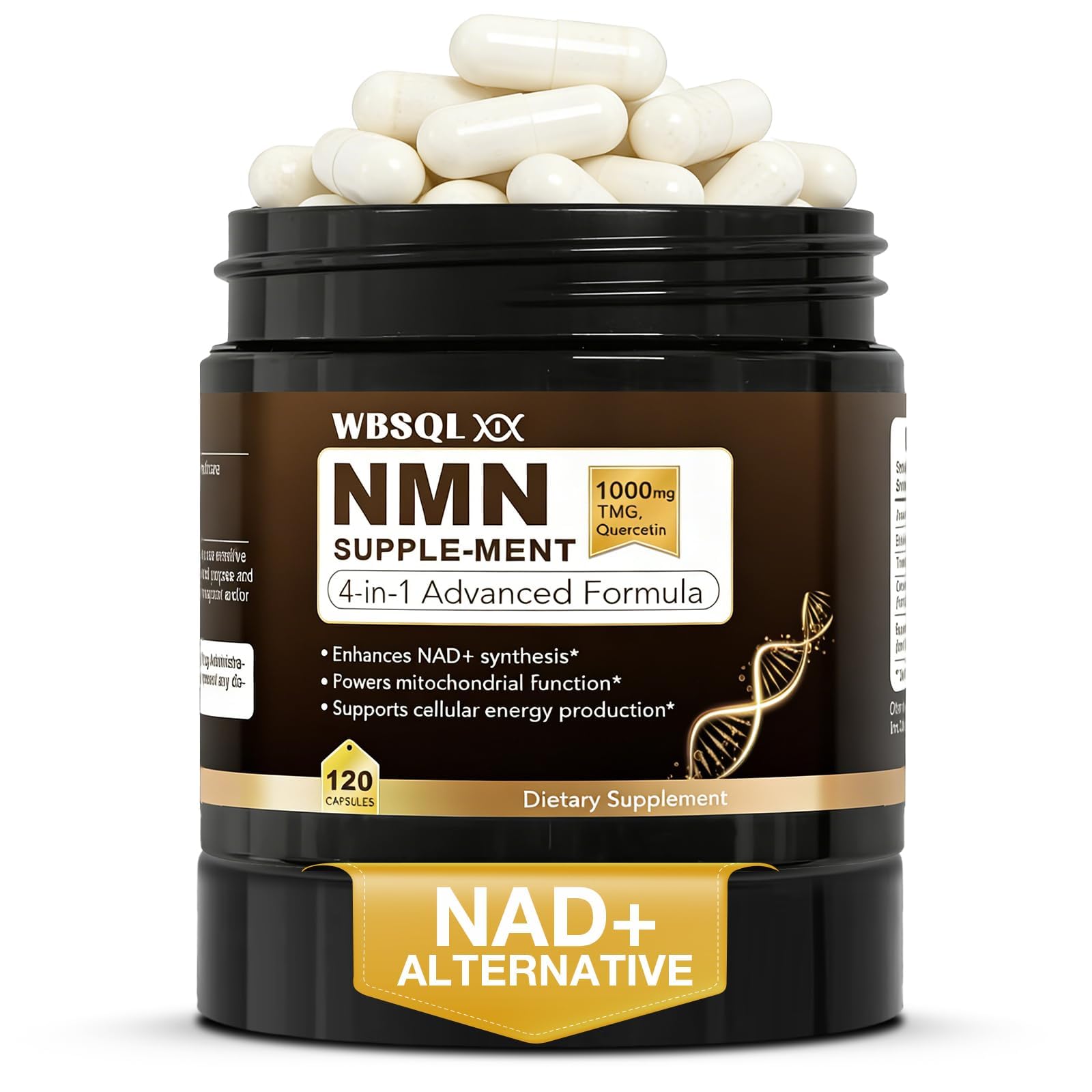 WBSQL NMN Supplements 1000mg Pure Organic Capsule, 120 Count