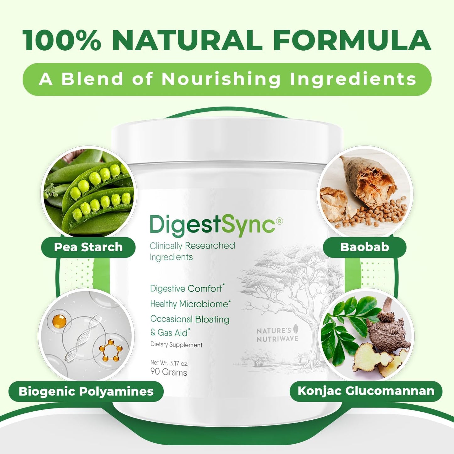 Nature’s NutriWave DigestSync Green Powder Botanical Formula 9.51 Ounces