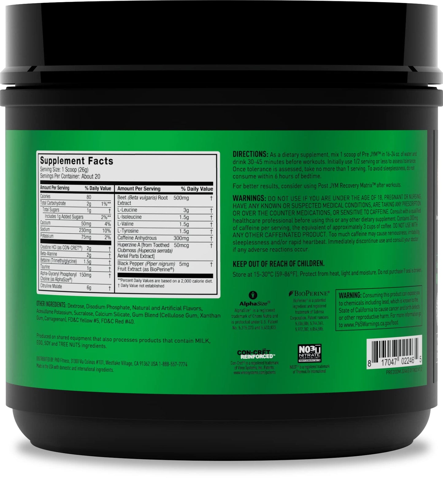 JYM Supplement Science PRE JYM Powder 30 Servings