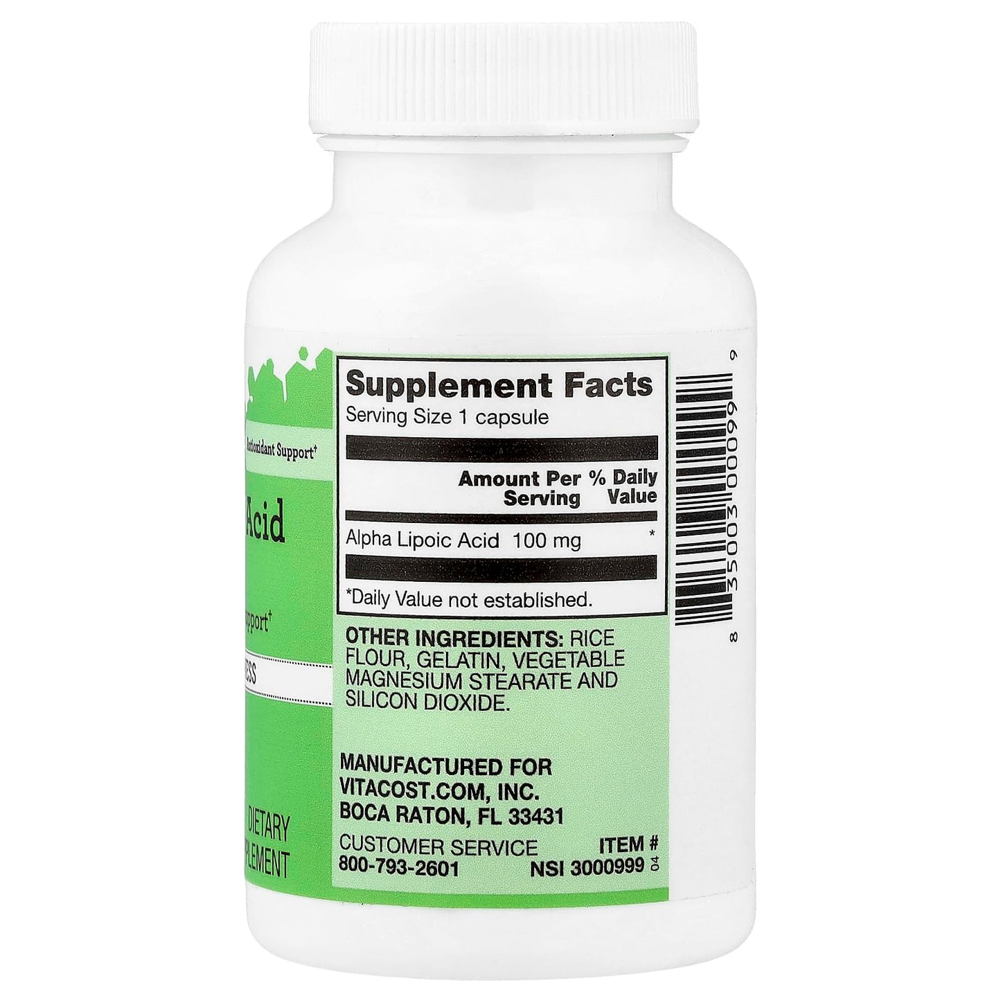 Vitacost Alpha Lipoic Acid 100 mg Capsule 120 Capsules