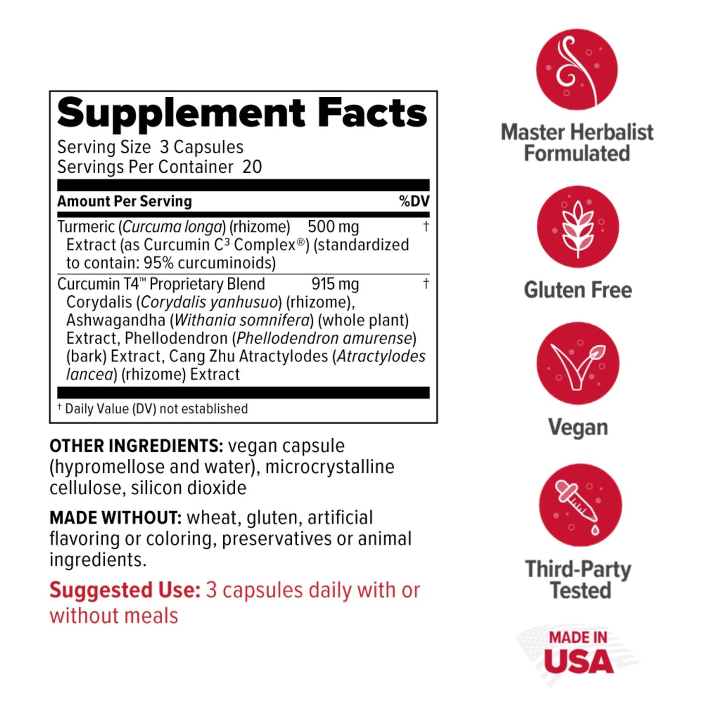 Redd Remedies Curcumin T4 Advanced Turmeric Formula Capsules, 60 Count