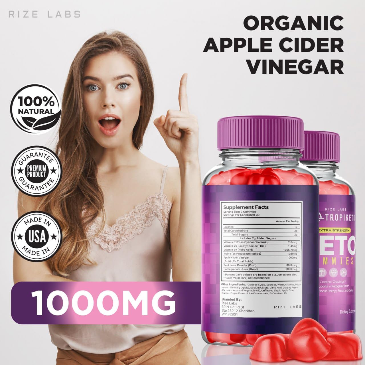 Rize Labs TropiKeto ACV Gummies - Extra Strength Keto Gummies for Advanced Weight Loss, 120 Gummies