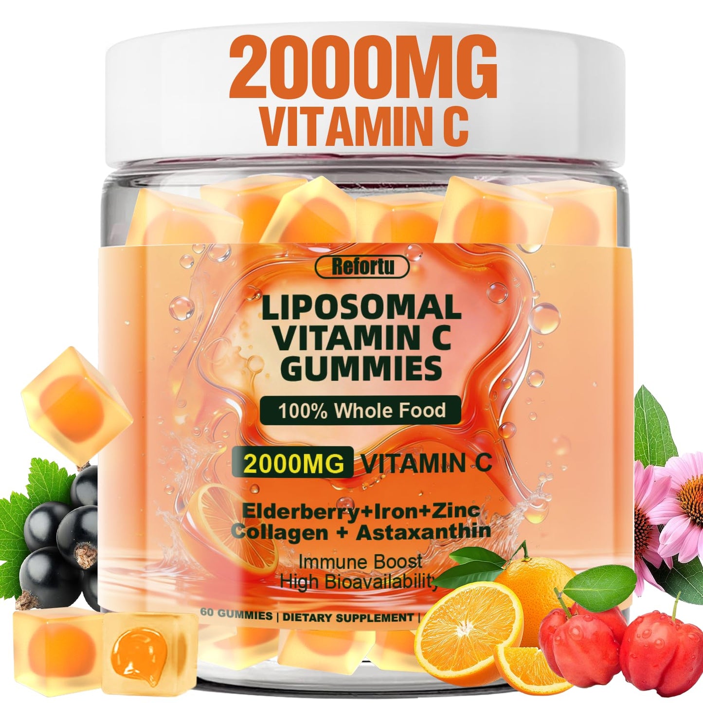 Refortu Liposomal Vitamin C 2000mg Gummies, 60 Count