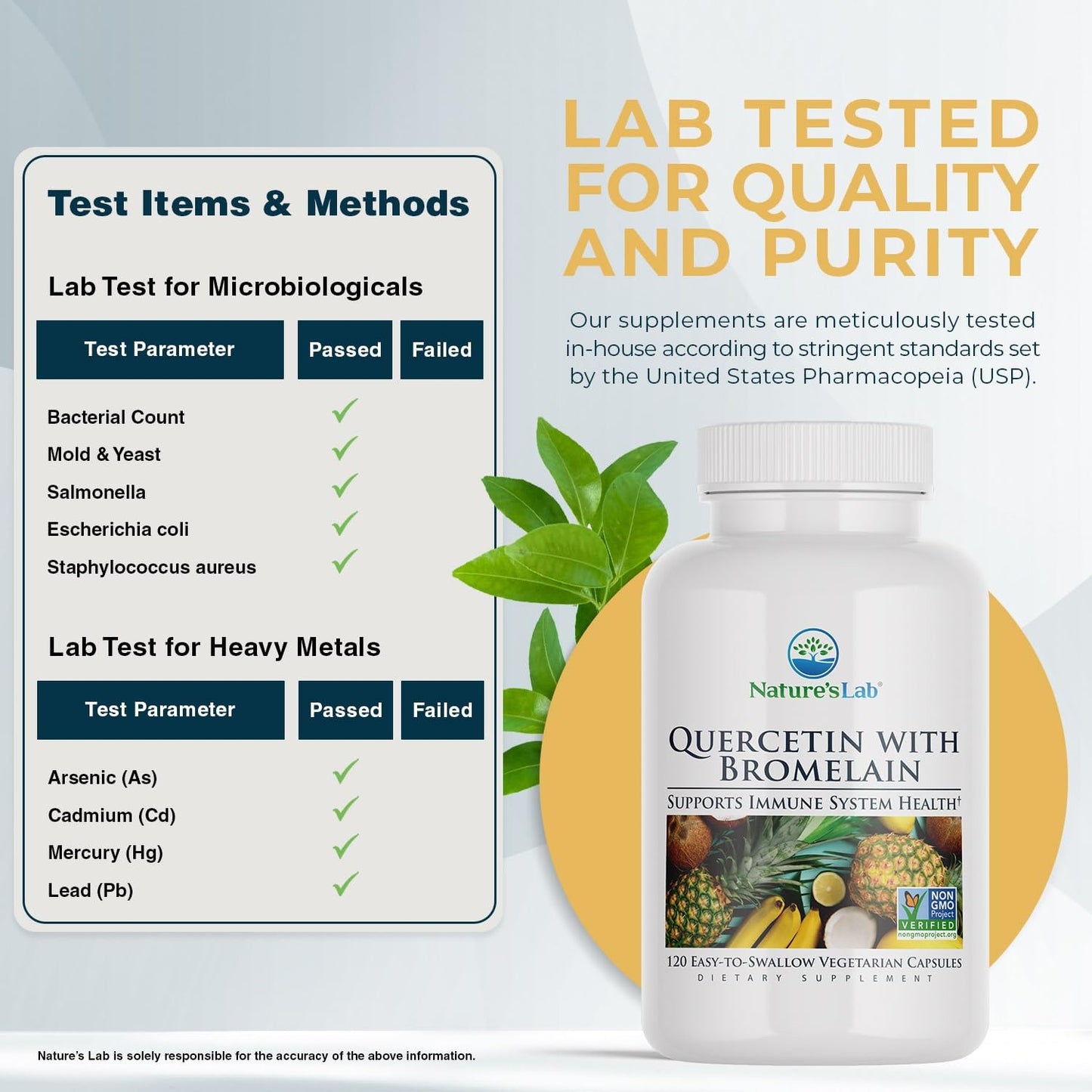 Nature's Lab Quercetin Bromelain 120 Capsules