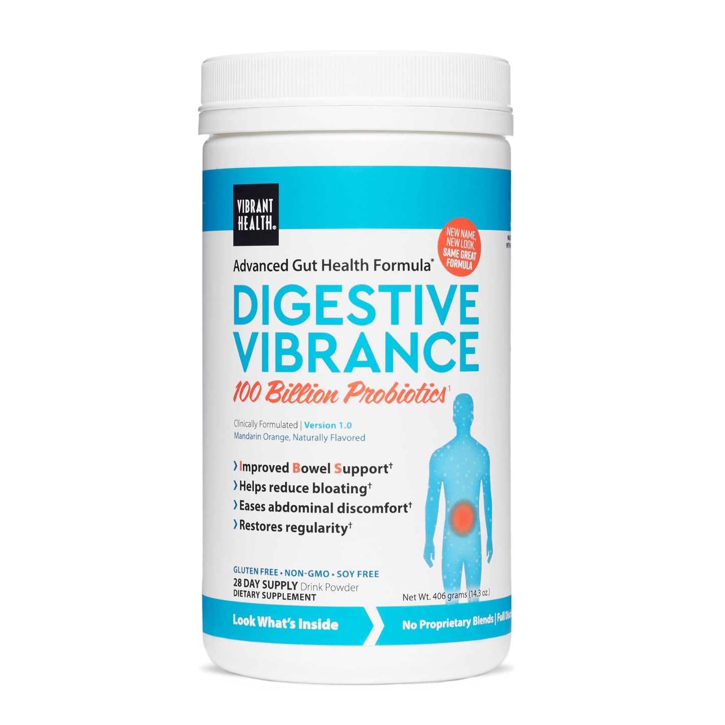 Vibrant Health Digestive Vibrance Probiotic Powder, 14.3 oz, 100 Billion Probiotics Per Serving
