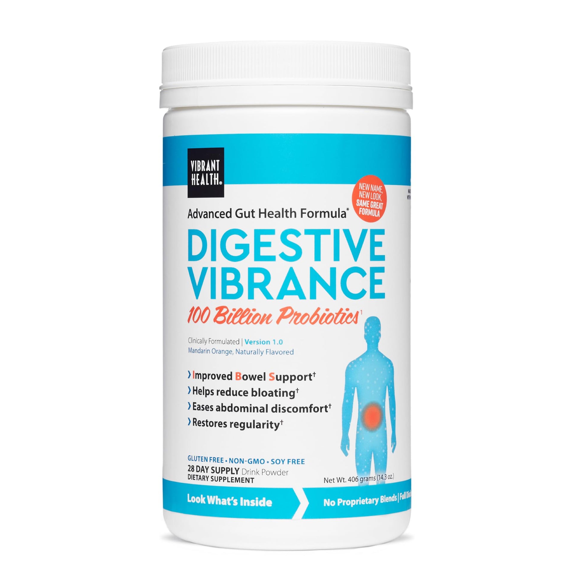 Vibrant Health Digestive Vibrance Probiotic Powder, 14.3 oz, 100 Billion Probiotics Per Serving