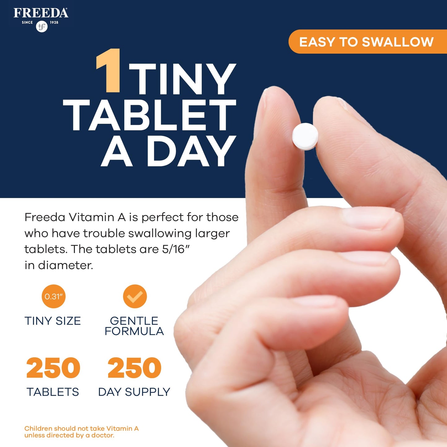 FREEDA Vitamin A 15,000 IU Retinyl Palmitate Tiny Tablets, 250 Tablets