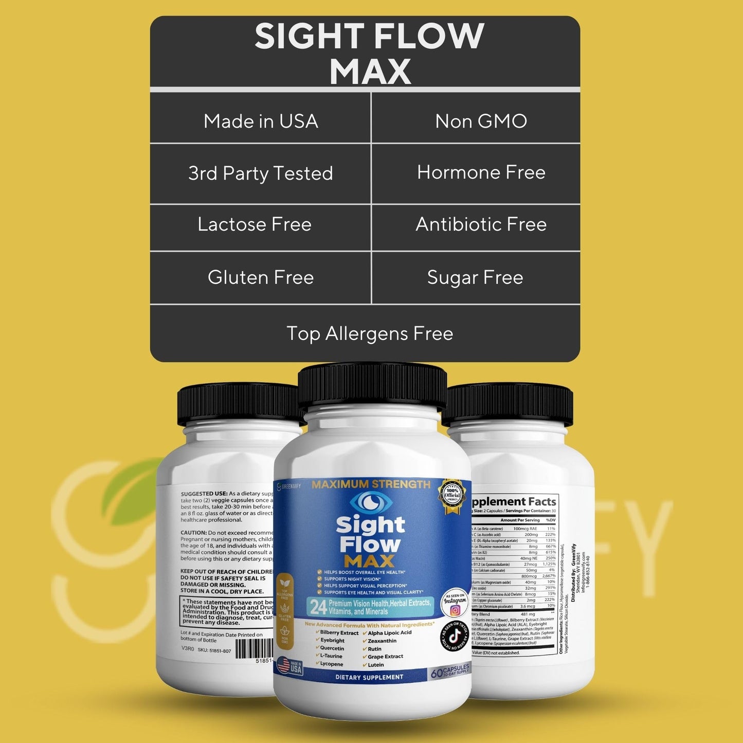 GREENVIFY Sight Flow Max Eye Health Supplement 60 Capsules