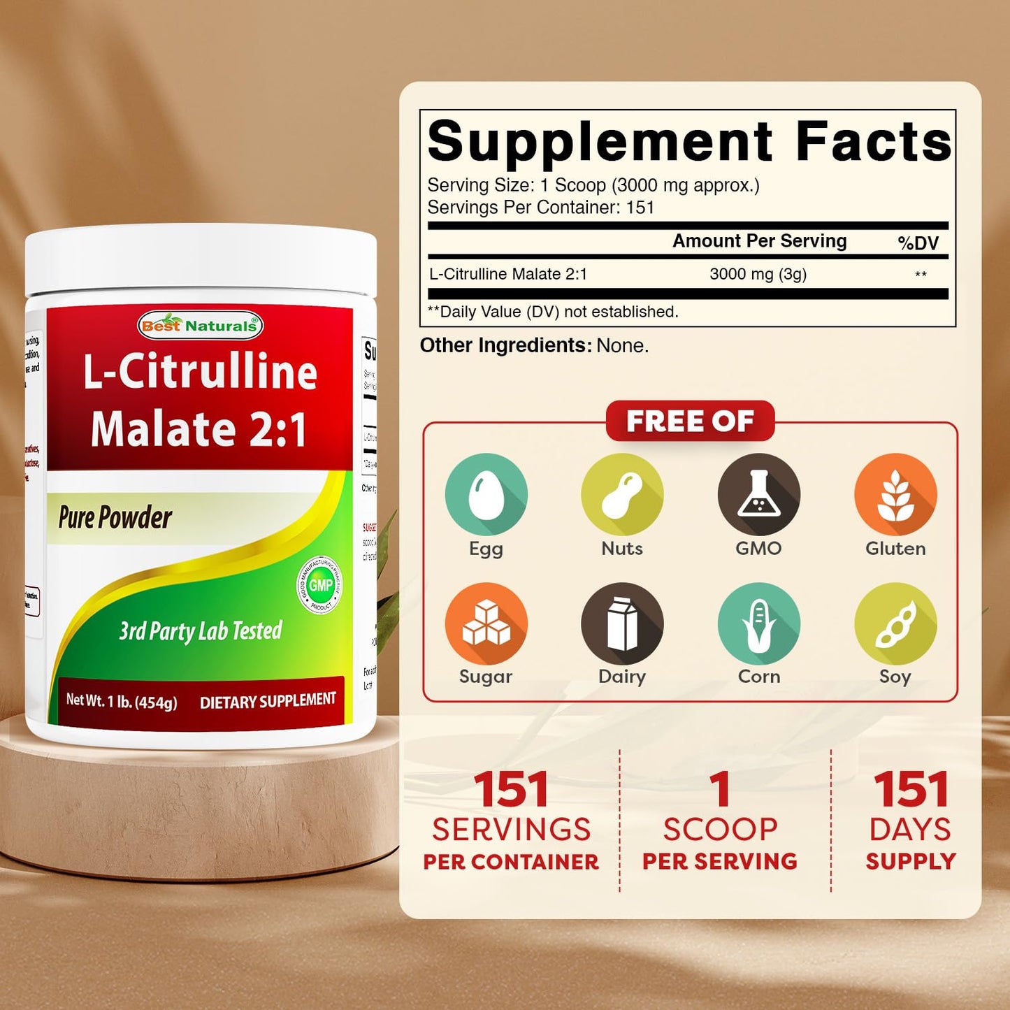 Best Naturals L-Citrulline Malate 2:1 Powder, 16 oz