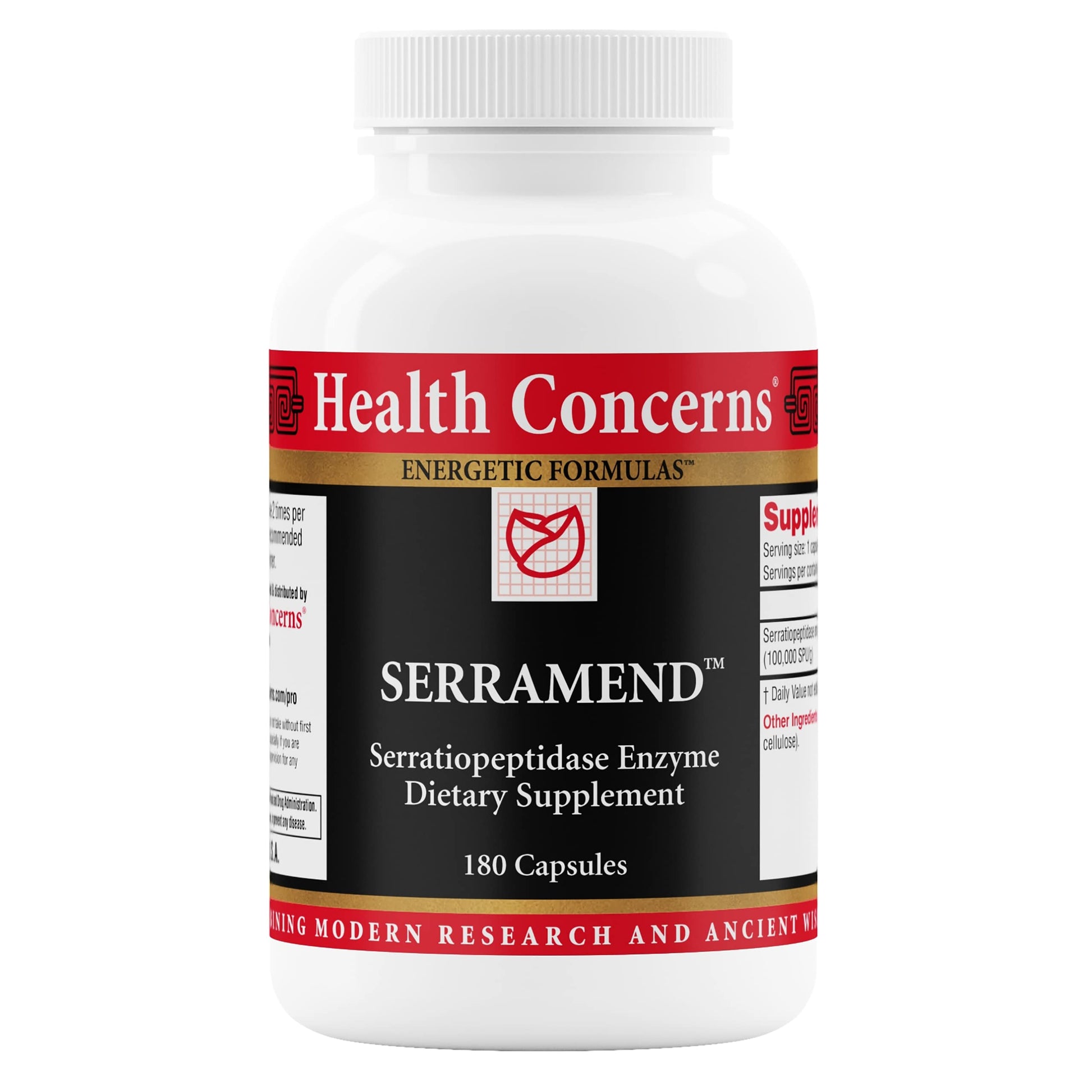 Health Concerns Serramend Immune Defense Support Serrapeptase Proteolytic Enzyme Blood Circulation Chinese Herbal Supplement for Men & Women 180 Capsules